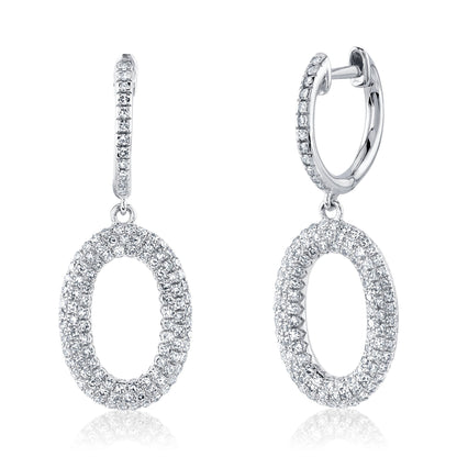 0.49CT 14K W/G DIAMOND PAVE OVAL EARRING
