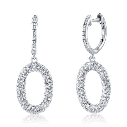 0.49CT 14K W/G DIAMOND PAVE OVAL EARRING