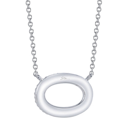 0.23CT 14K W/G DIAMOND PAVE OVAL NECKLACE