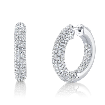 3.94CT 14K W/G DIAMOND PAVE HOOP EARRING