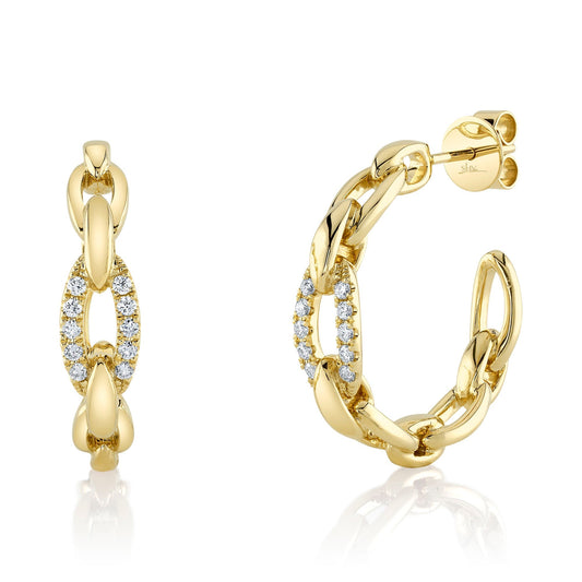 0.25CT 14K Y/G DIAMOND LINK HOOP EARRING