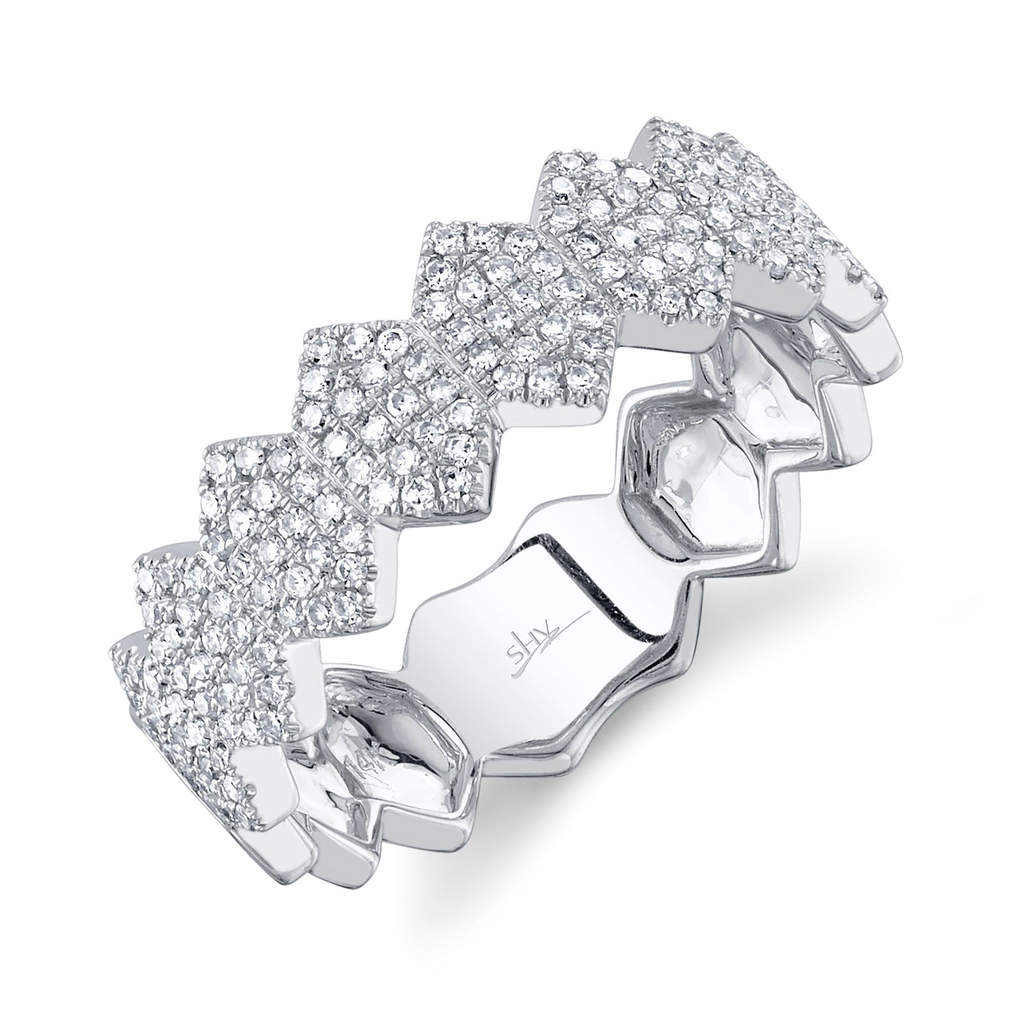 0.35CT 14K W/G DIAMOND PAVE HEXAGON RING