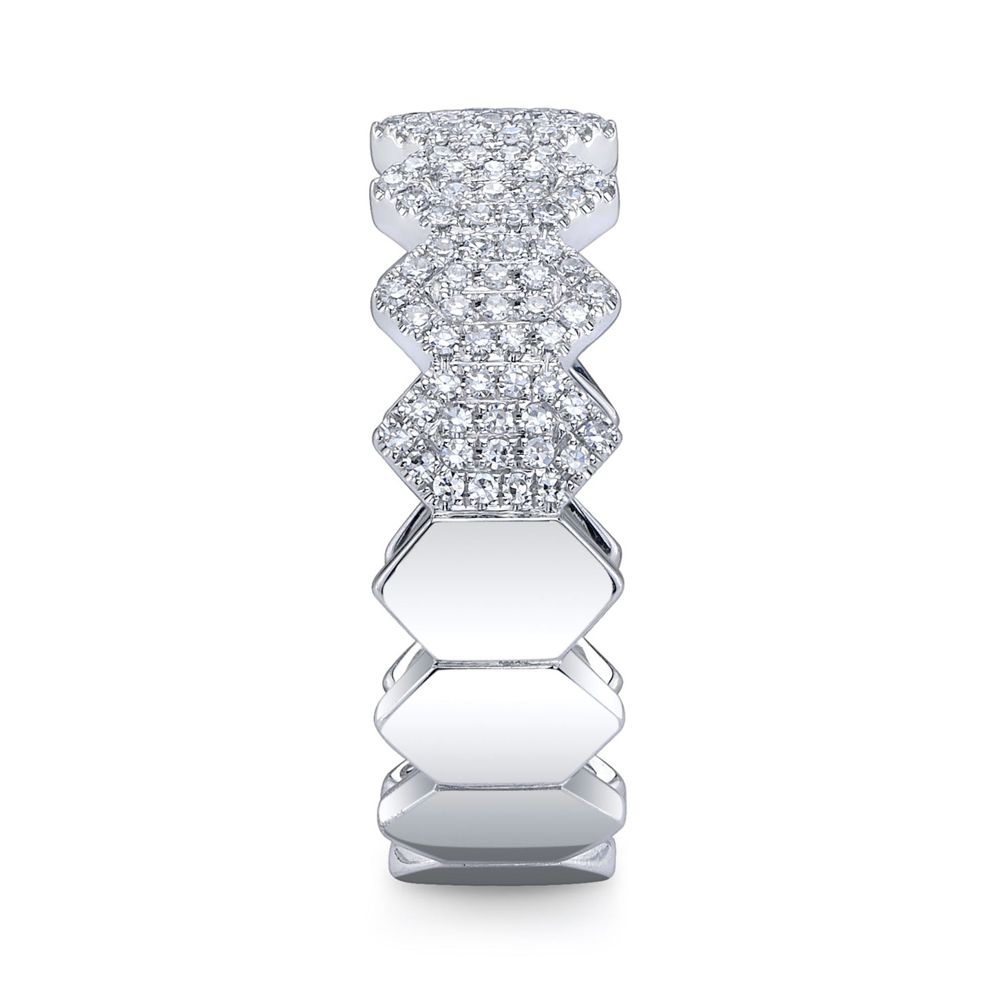 0.35CT 14K W/G DIAMOND PAVE HEXAGON RING