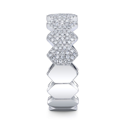 0.35CT 14K W/G DIAMOND PAVE HEXAGON RING