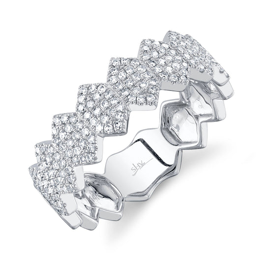 0.35CT DIAMOND PAVE HEXAGON RING