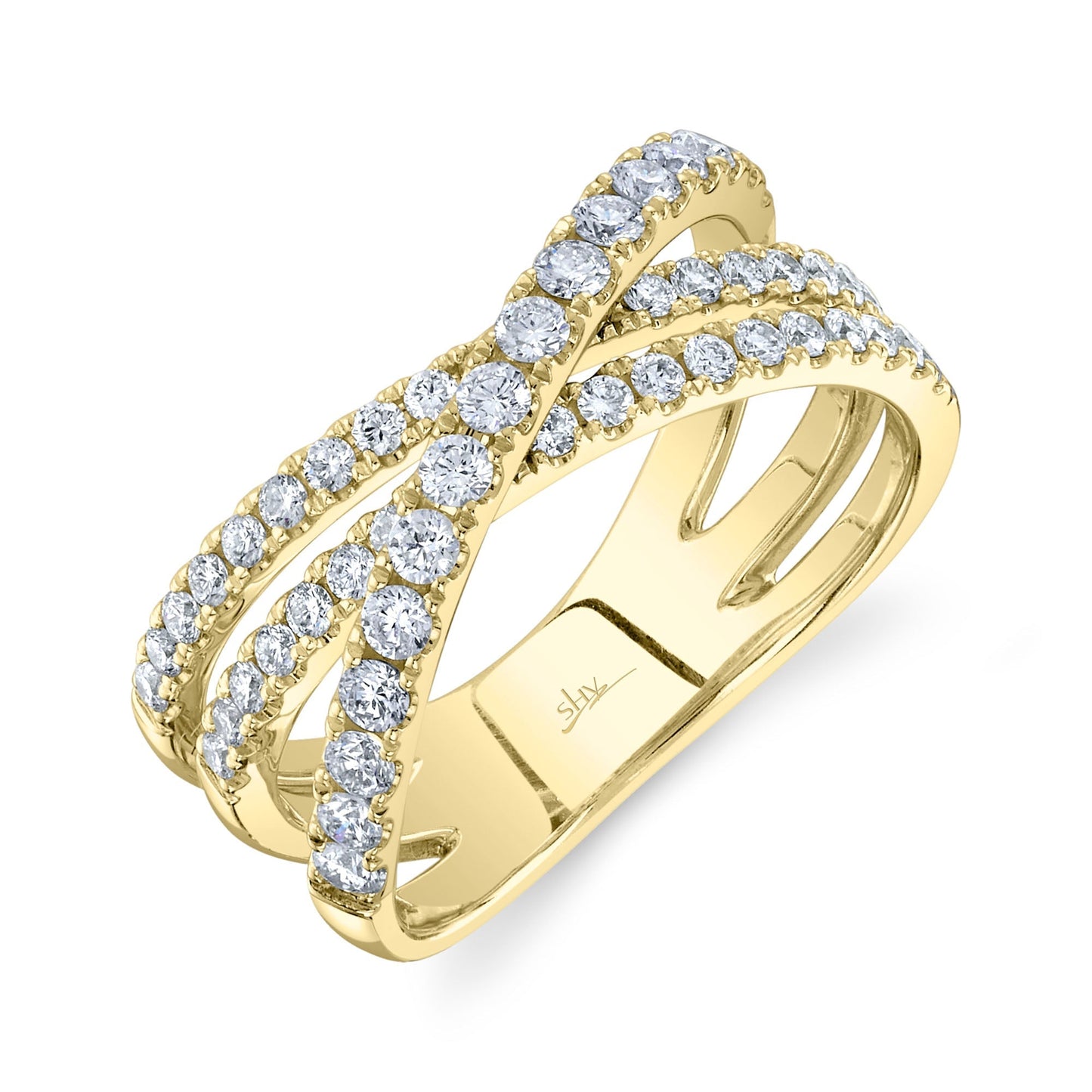 0.79CT 14K Y/G DIAMOND BRIDGE RING SZ 6