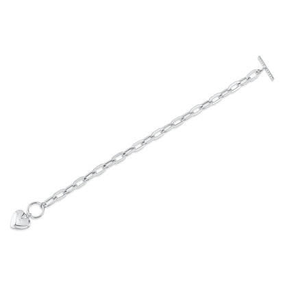 0.41CT 14K W/G DIAMOND PAVE HEART PAPER CLIP LINK BRACELET