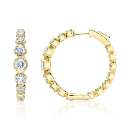 3.63CT 14K Y/G DIAMOND CROWN SETTING HOOP EARRING