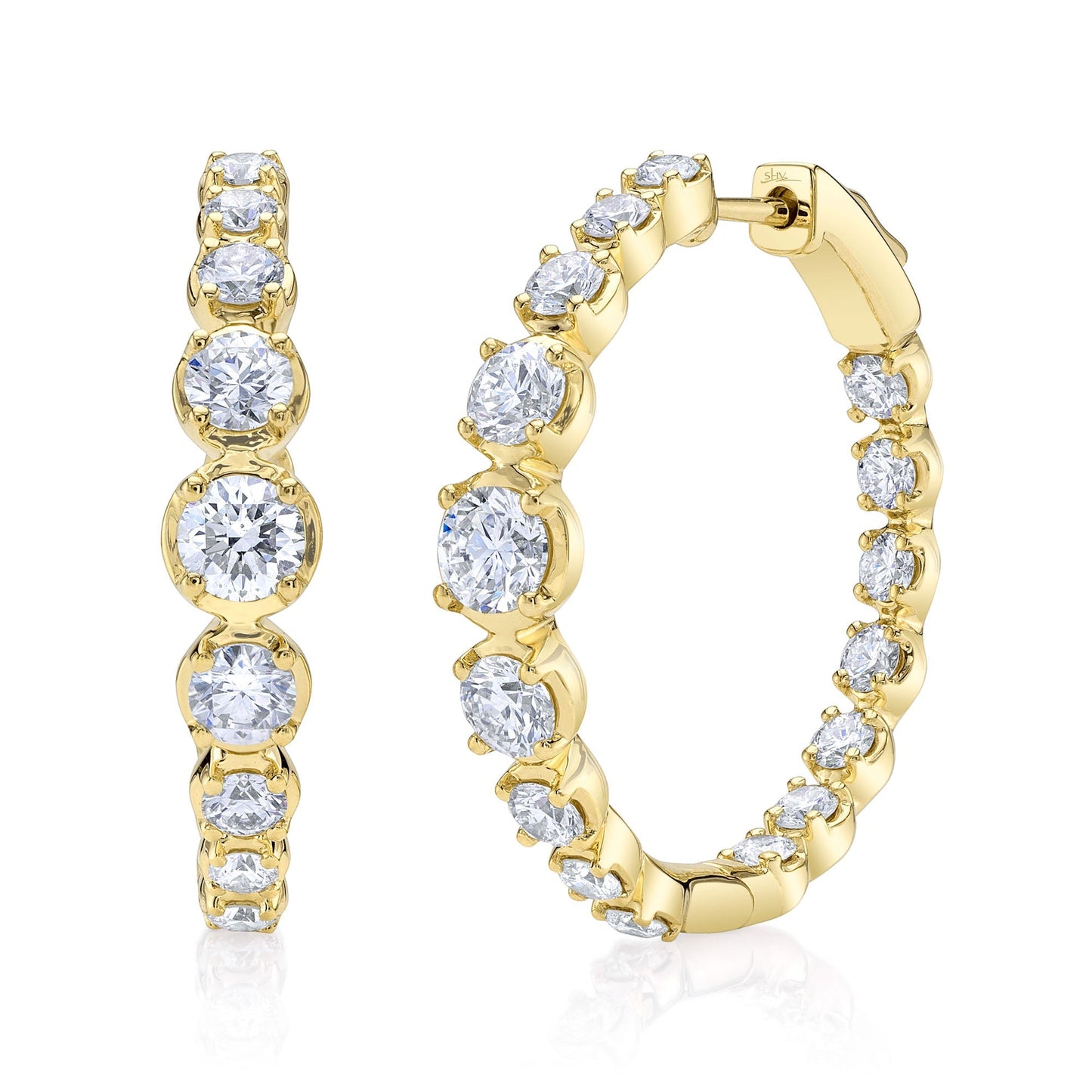 3.63CT 14K Y/G DIAMOND CROWN SETTING HOOP EARRING