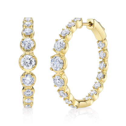 3.63CT 14K Y/G DIAMOND CROWN SETTING HOOP EARRING