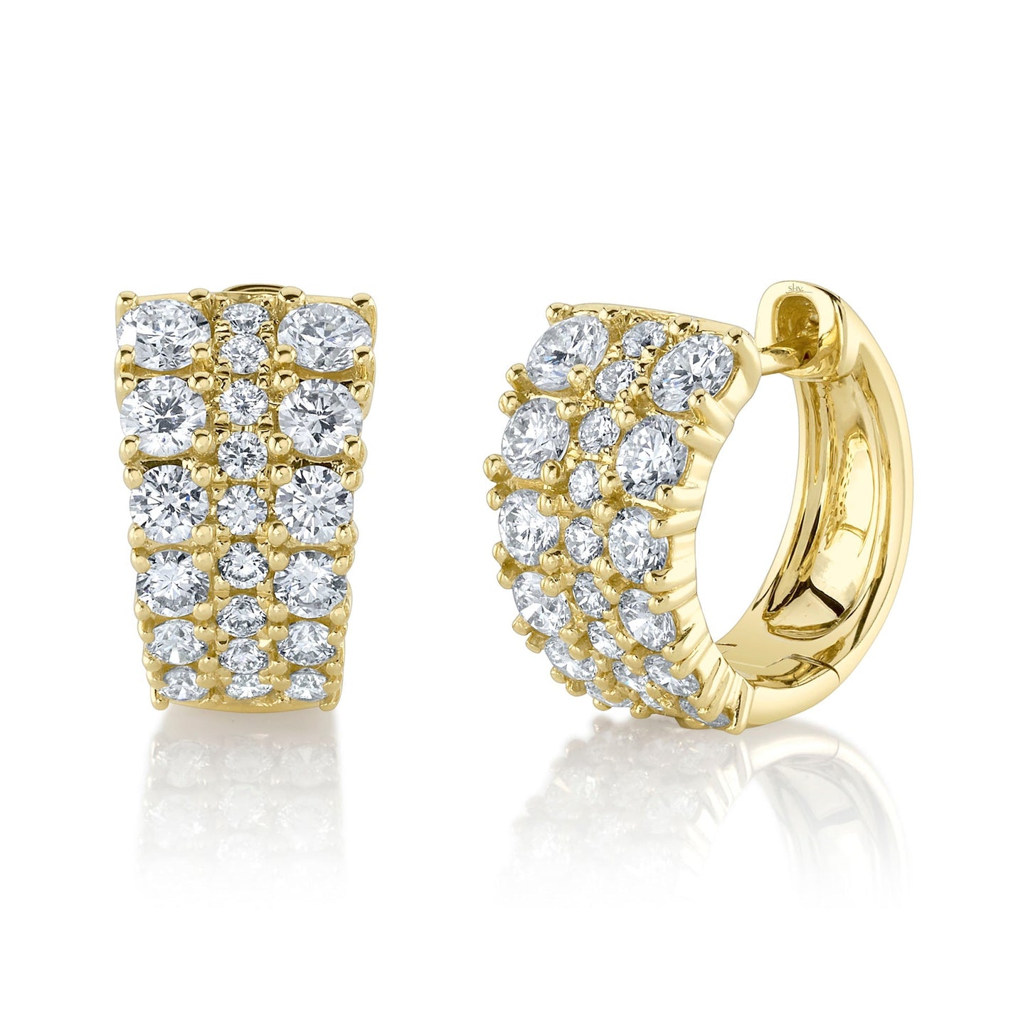 1.13CT 14K Y/G DIAMOND HUGGIE EARRING