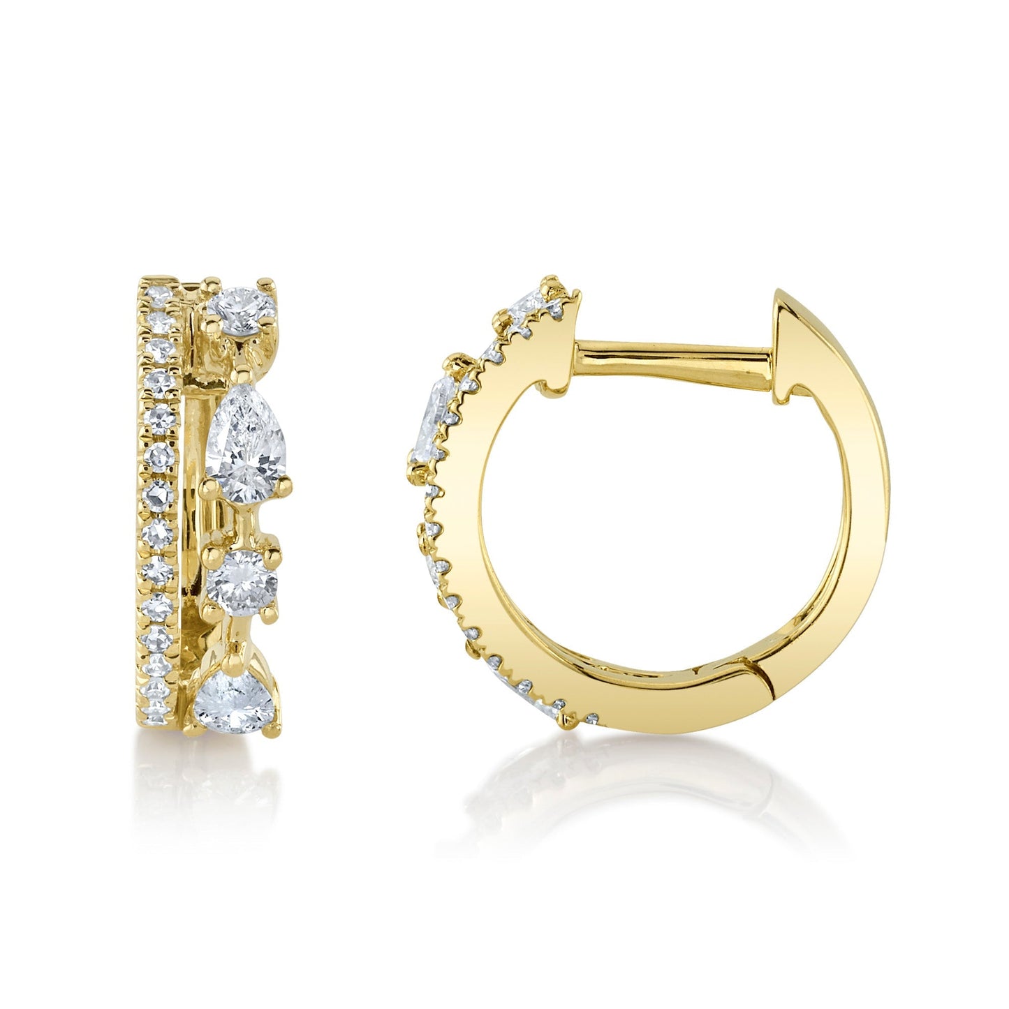 0.43CT 14K Y/G DIAMOND PEAR HUGGIE EARRING
