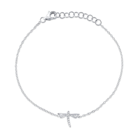 0.03CT 14K W/G DIAMOND DRAGONFLY MATTE BRACELET