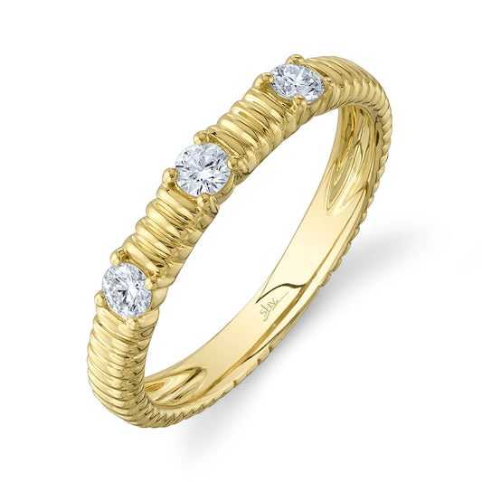 0.24CT 14K Y/G DIAMOND RIBBED BAND