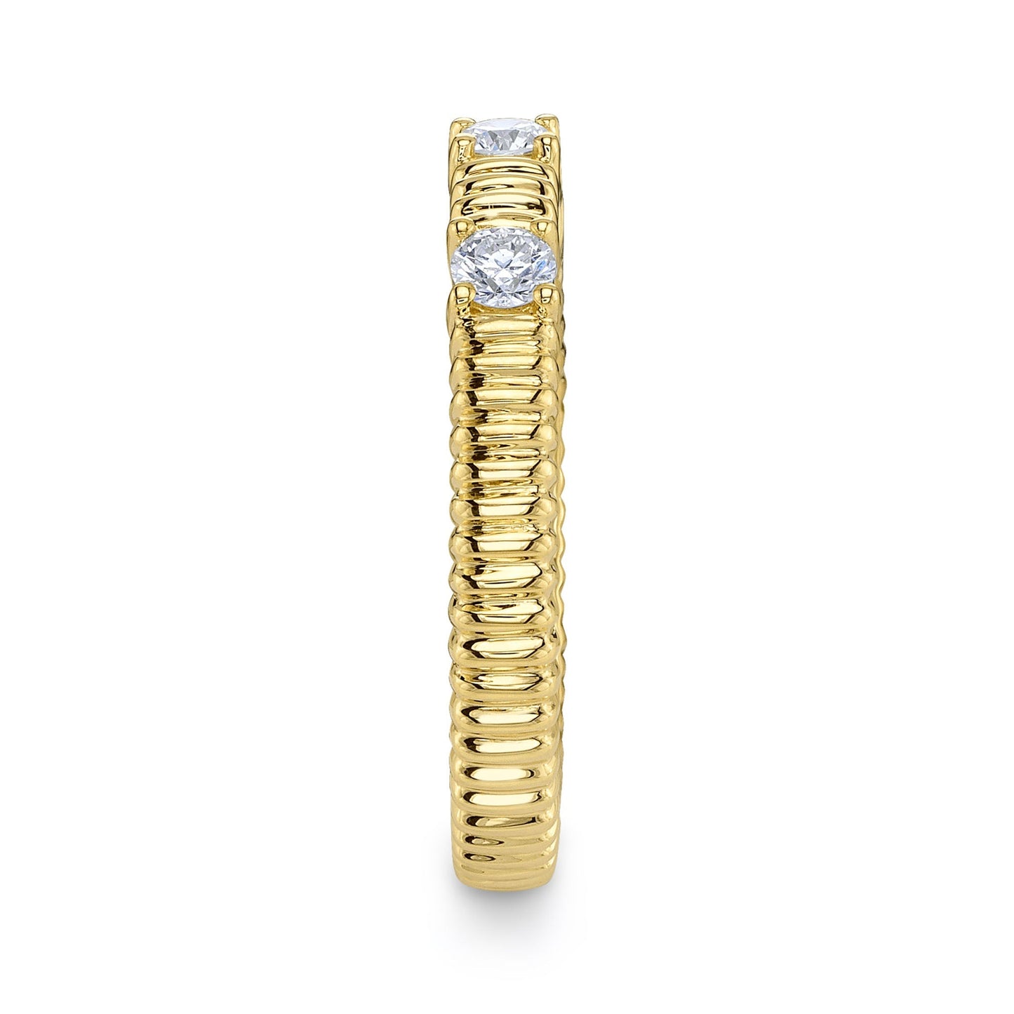 0.24CT 14K Y/G DIAMOND RIBBED BAND