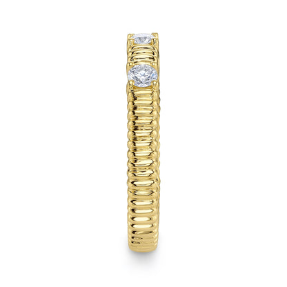 0.24CT 14K Y/G DIAMOND RIBBED BAND