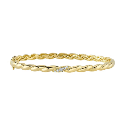 0.13CT 14K Y/G DIAMOND TWISTED BANGLE