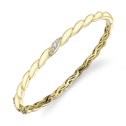 0.13CT 14K Y/G DIAMOND TWISTED BANGLE