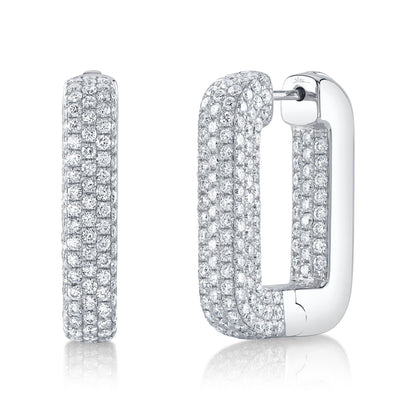 4.13CT 14K W/G DIAMOND PAVE RECTANGLE HOOP EARRING