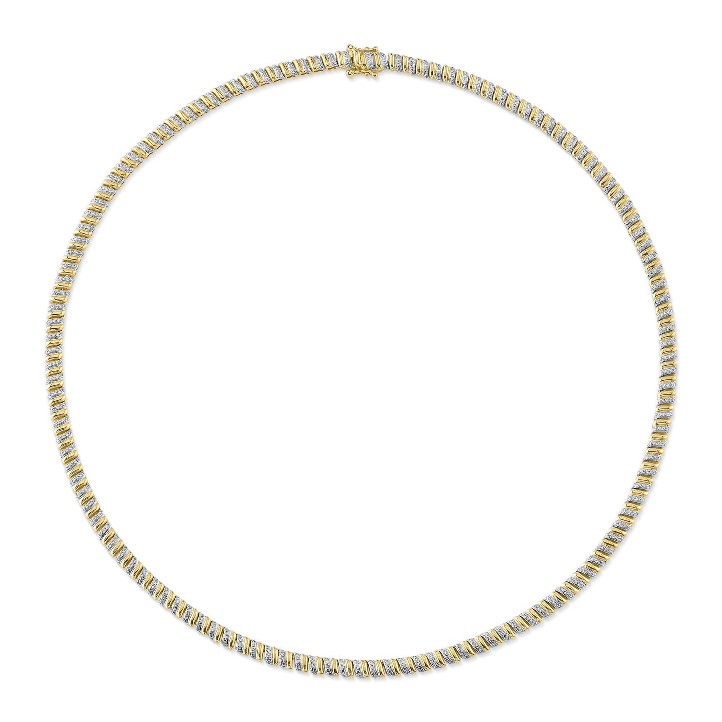 1.41CT 14K Y/G DIAMOND RIBBED NECKLACE