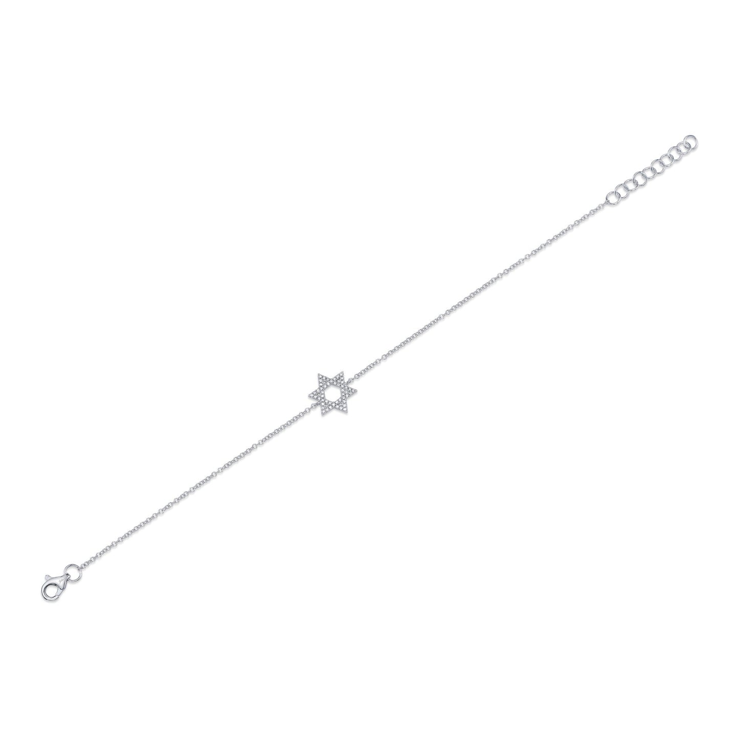 0.11CT 14K W/G DIAMOND STAR OF DAVID BRACELET