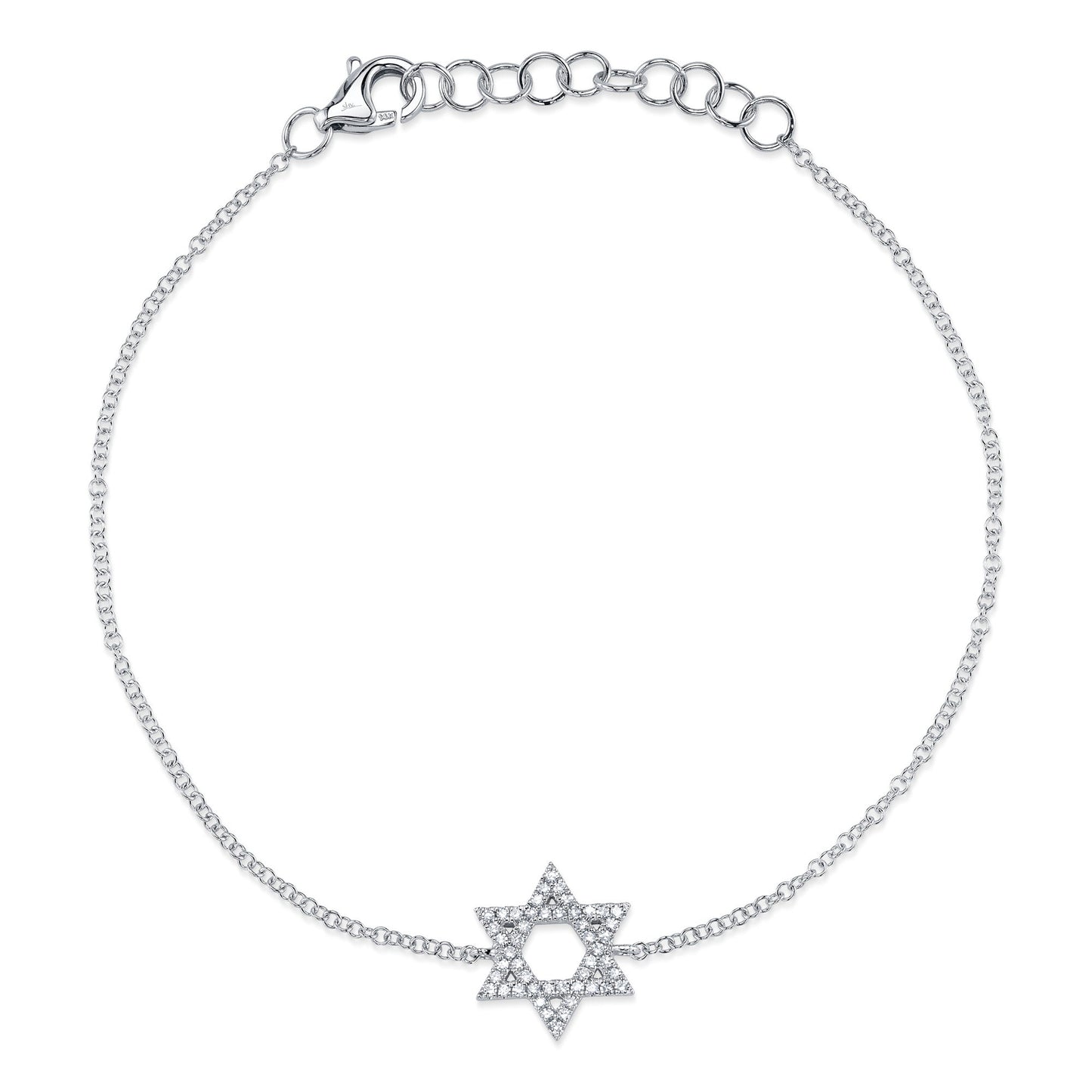 0.11CT 14K W/G DIAMOND STAR OF DAVID BRACELET