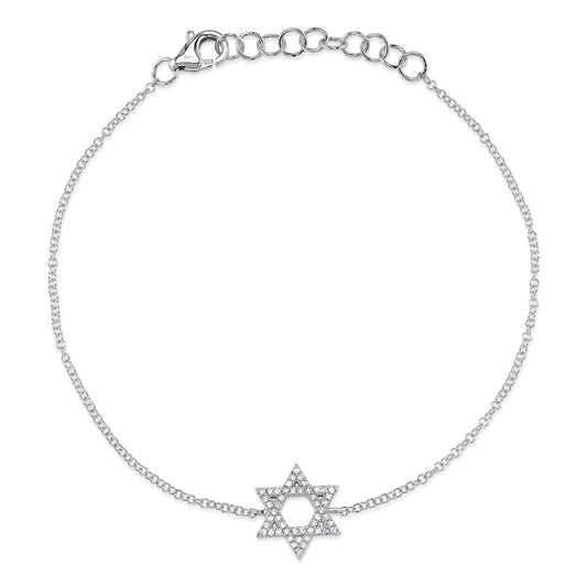 0.11CT 14K W/G DIAMOND STAR OF DAVID BRACELET