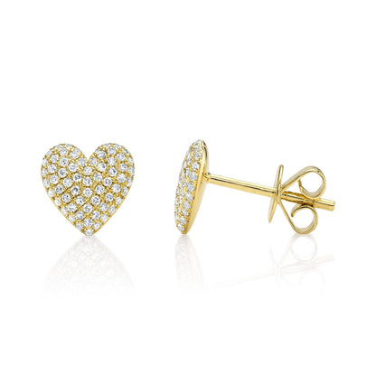 0.28CT 14K Y/G DIAMOND PAVE HEART STUD EARRING