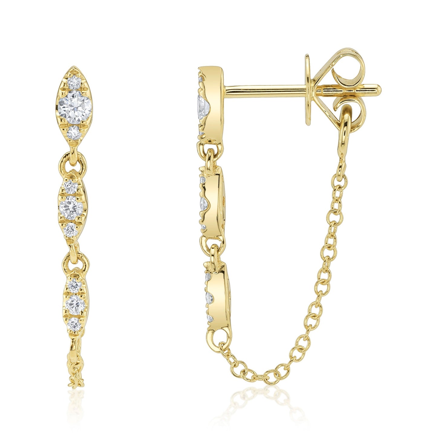 0.20CT 14K Y/G DIAMOND CHAIN EARRING