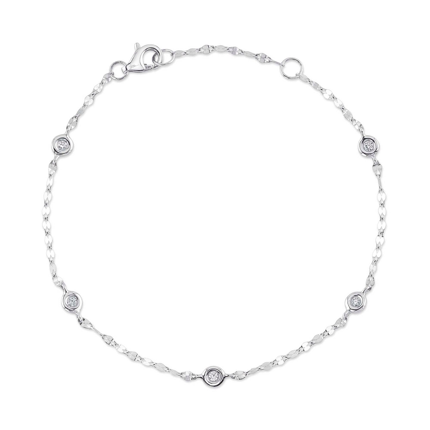 0.10CT 14K W/G 7" DIAMONDS BY THE YARD SPARKLE CHAIN BRACELET