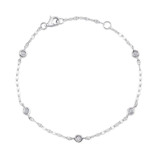 0.10CT 14K W/G 7" DIAMONDS BY THE YARD SPARKLE CHAIN BRACELET