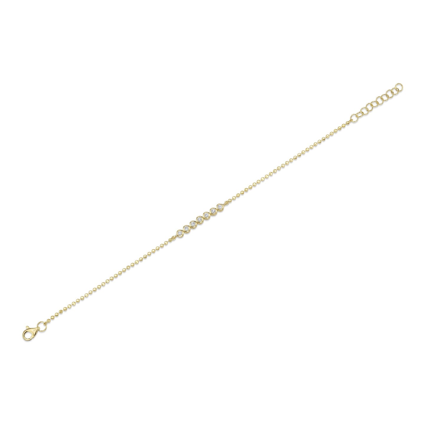 0.15CT 14K Y/G DIAMOND BEZEL FACETED BALL CHAIN BRACELET
