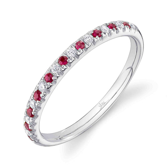 0.10CT DIAMOND & 0.10CT RUBY 14K W/G LADY'S BAND