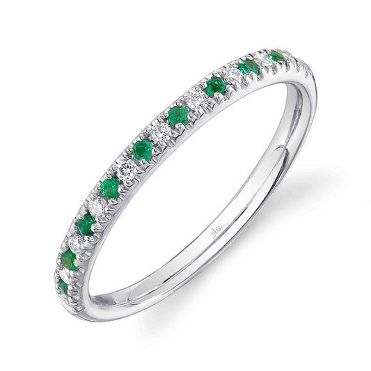 0.10CT DIAMOND & 0.10CT EMERALD 14K W/G LADY'S BAND