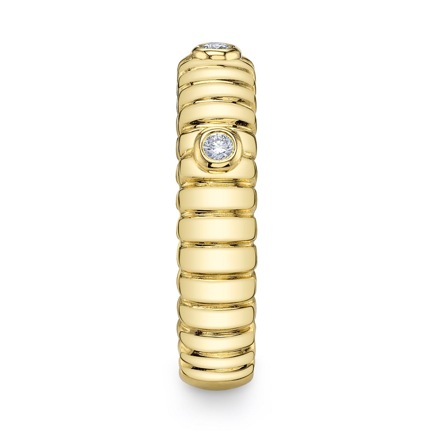 0.08CT 14K Y/G DIAMOND BEZEL RIBBED BAND
