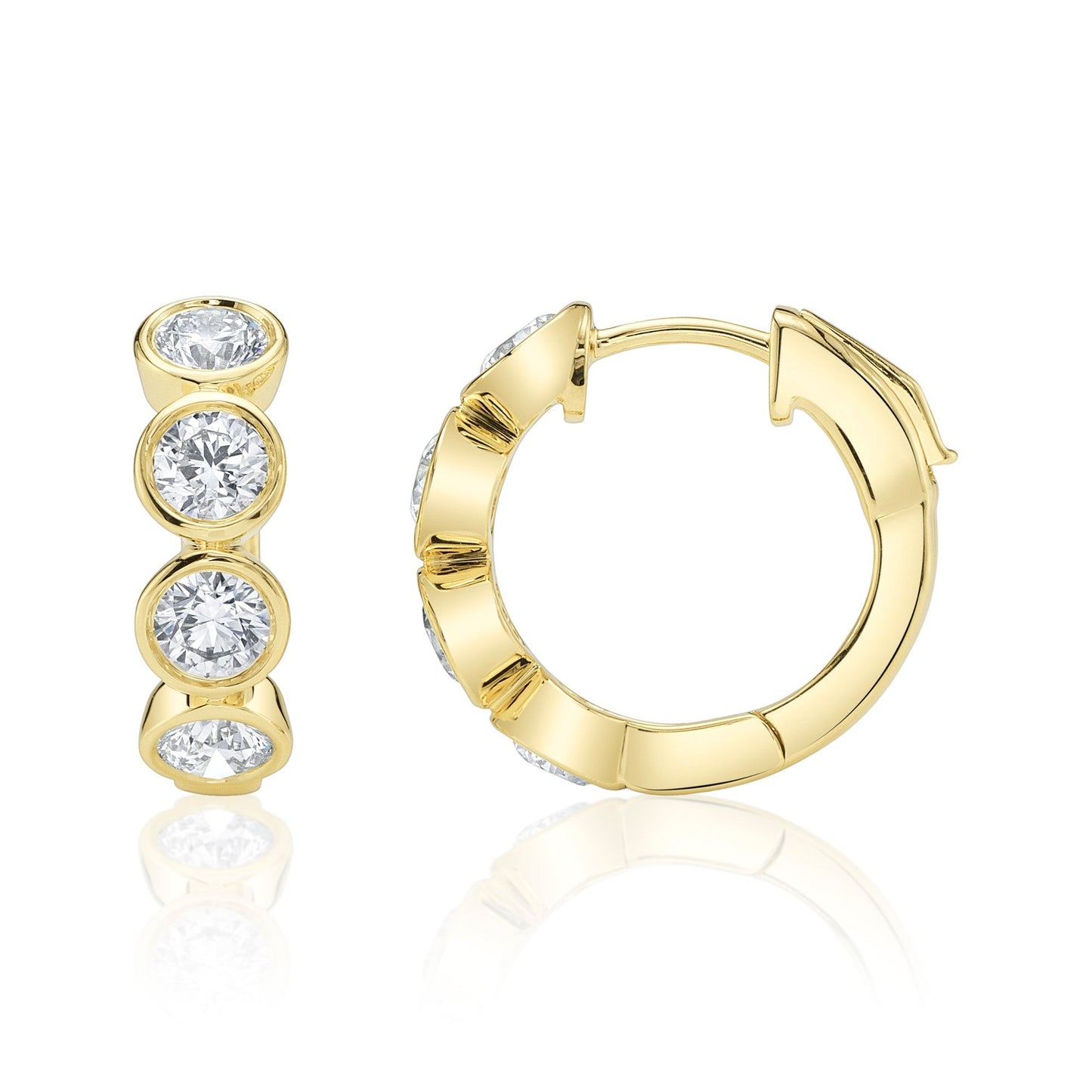 1.50CT 14K Y/G DIAMOND BEZEL HUGGIE EARRING