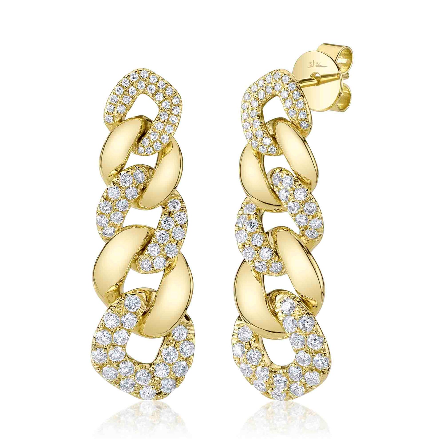 1.03CT 14K Y/G DIAMOND LINK EARRING