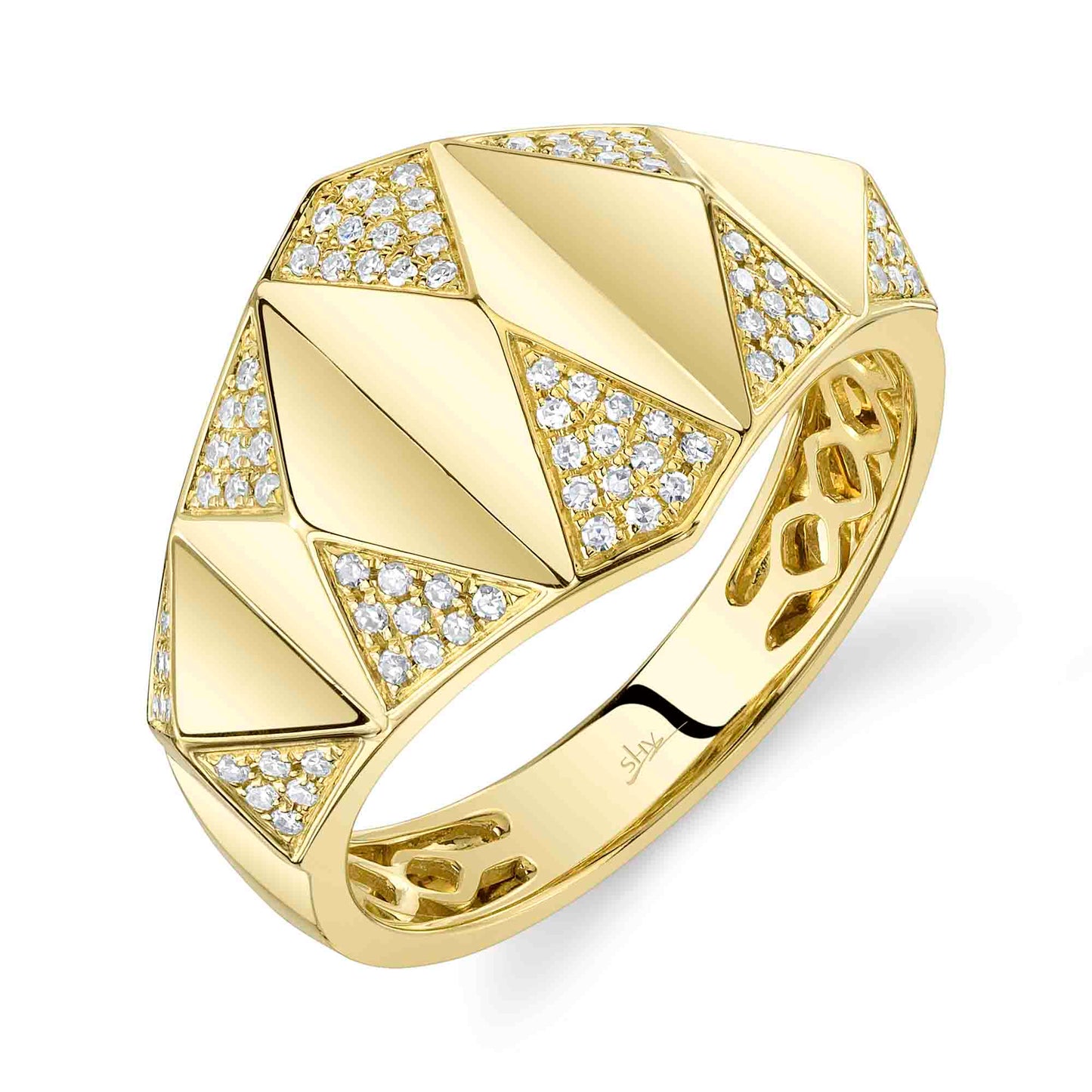 0.20CT 14K Y/G DIAMOND PYRAMID GEO CUT RING