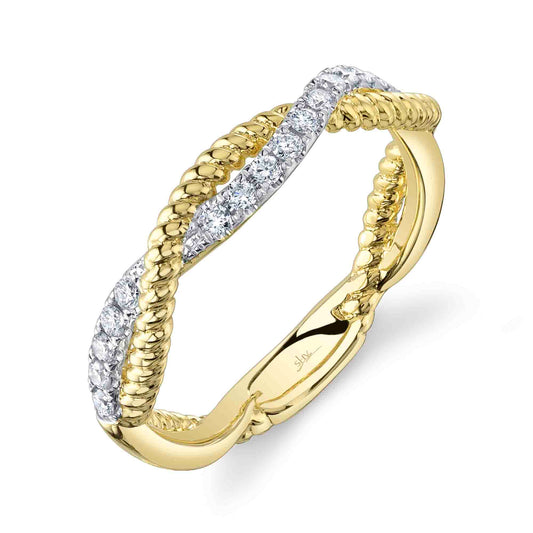 0.22CT 14K Y/G DIAMOND TWISTED RING