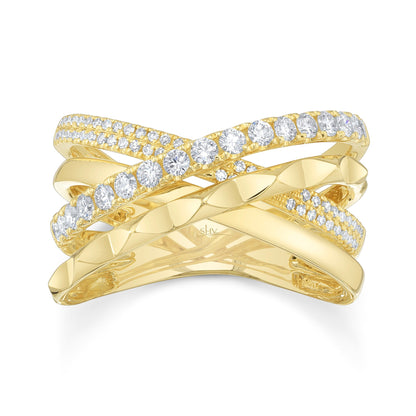 0.48CT 14K Y/G DIAMOND BRIDGE GEO CUT RING