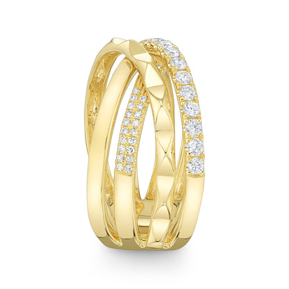 0.48CT 14K Y/G DIAMOND BRIDGE GEO CUT RING