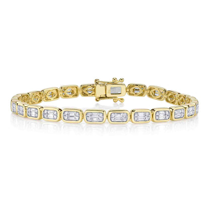 1.53CT 14K Y/G DIAMOND BAGUETTE TENNIS BRACELET