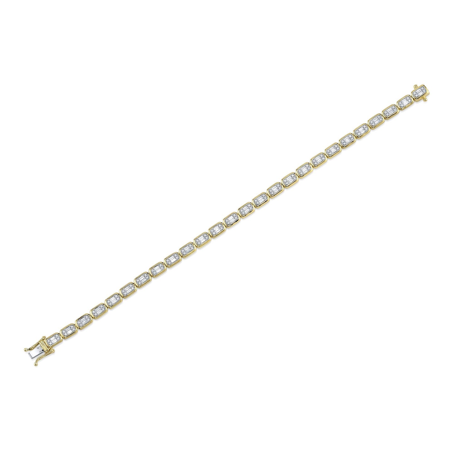 1.53CT 14K Y/G DIAMOND BAGUETTE TENNIS BRACELET