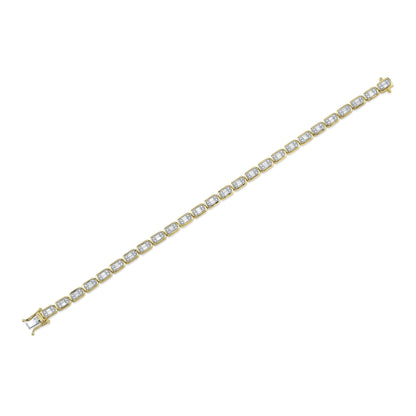 1.53CT 14K Y/G DIAMOND BAGUETTE TENNIS BRACELET