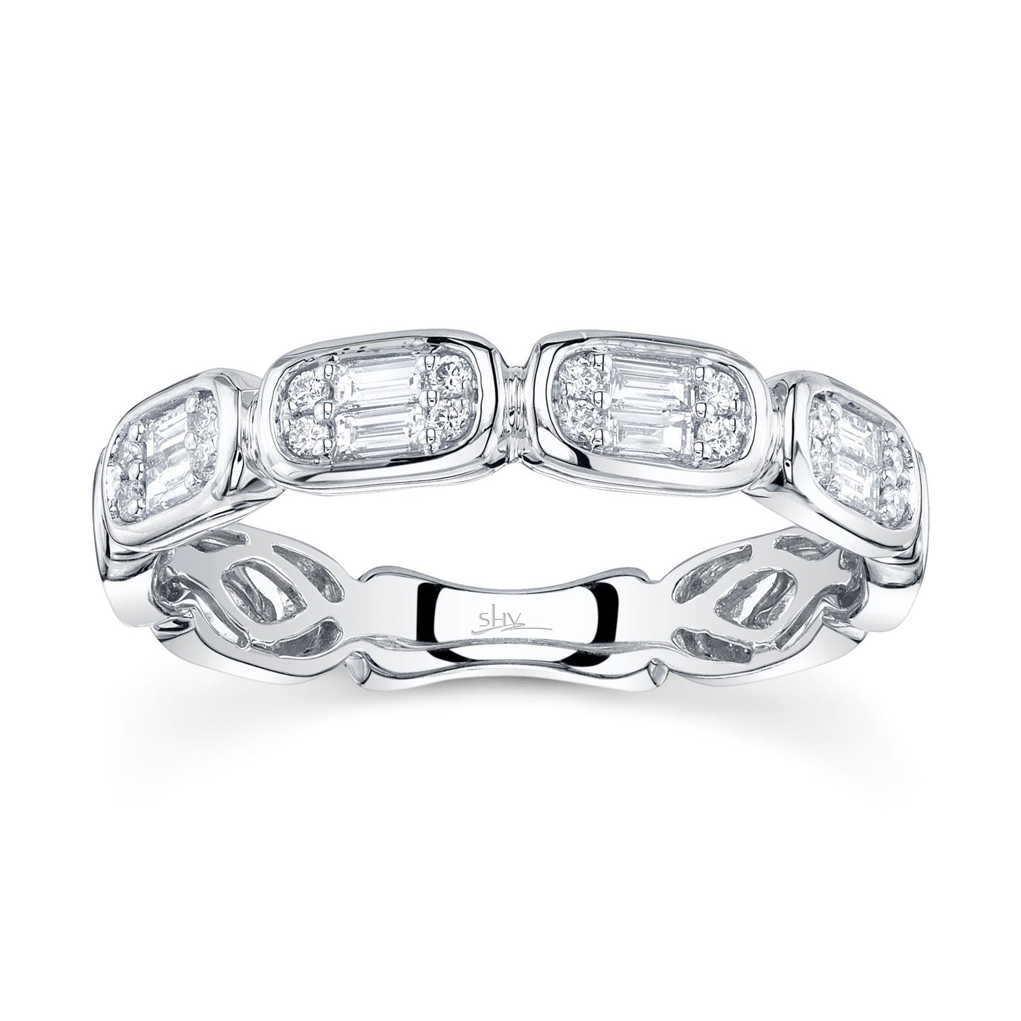 0.29CT 14K W/G DIAMOND BAGUETTE BAND