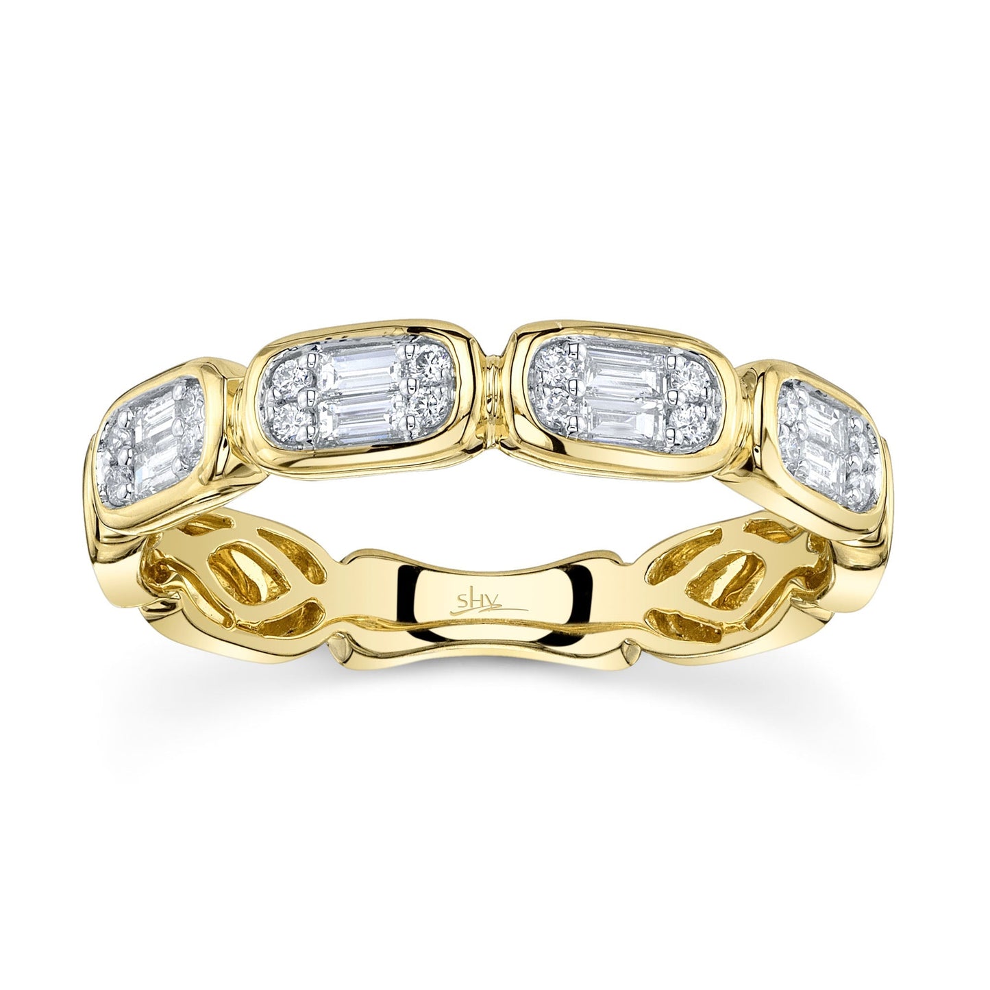 0.29CT 14K Y/G DIAMOND BAGUETTE BAND