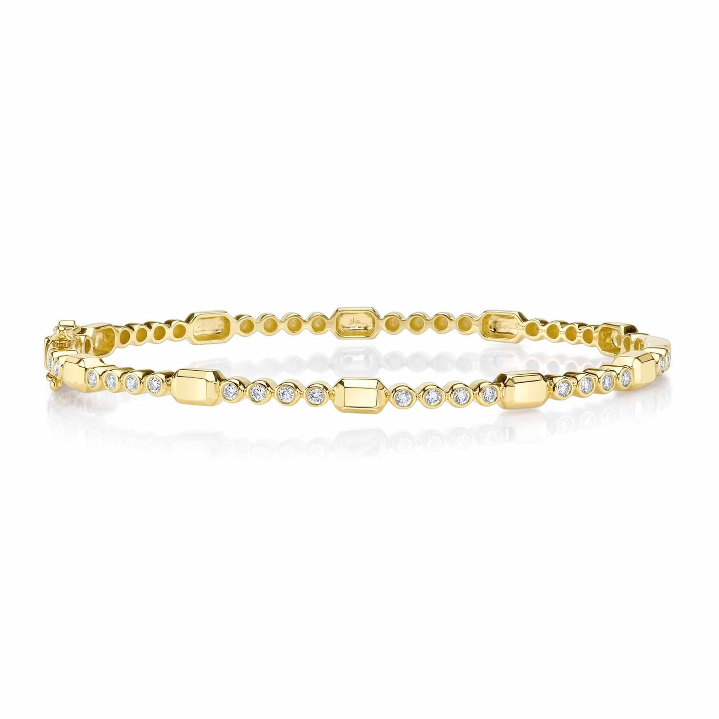 0.30CT 14K Y/G DIAMOND BEZEL GEO CUT BANGLE