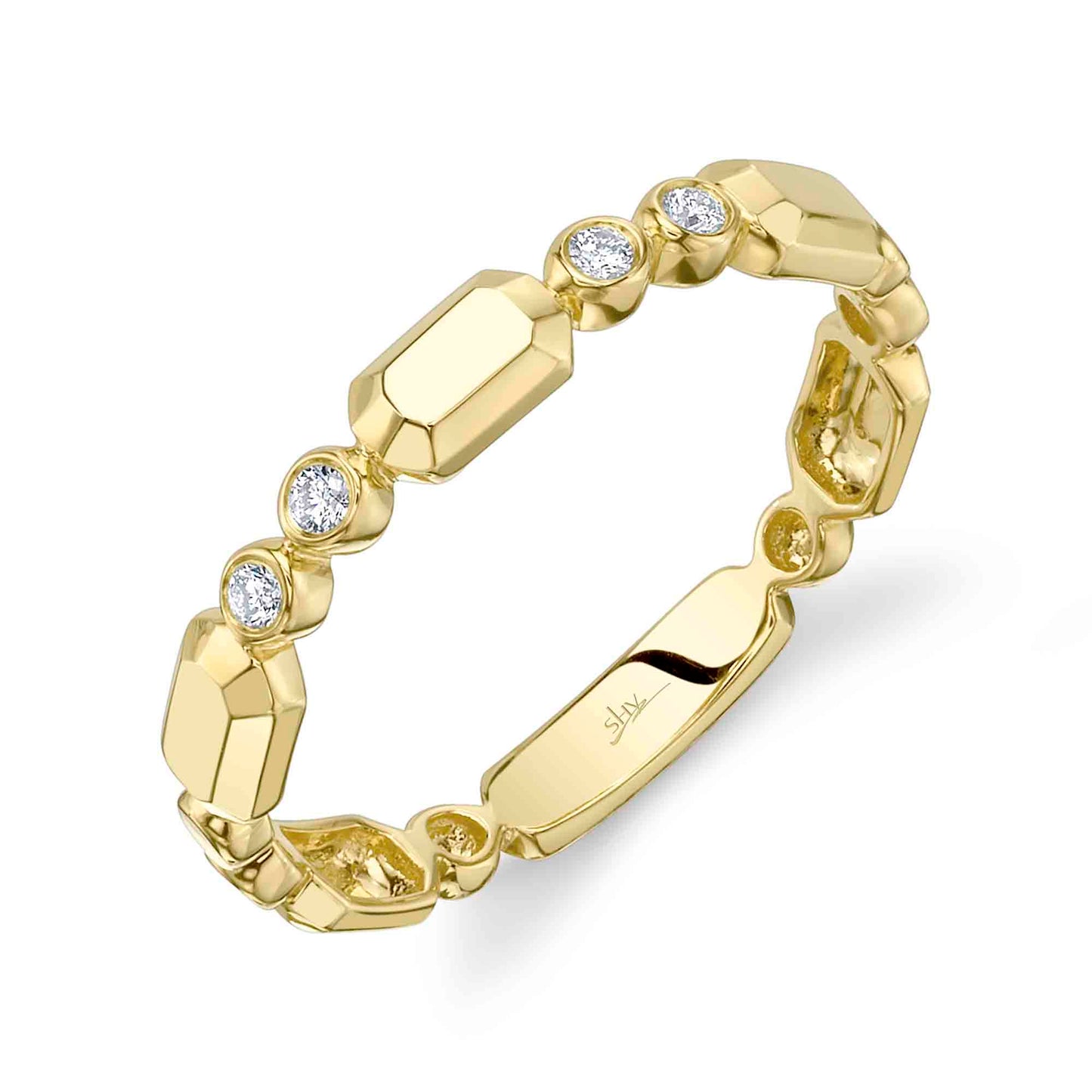 0.06CT 14K Y/G DIAMOND BEZEL GEO CUT BAND