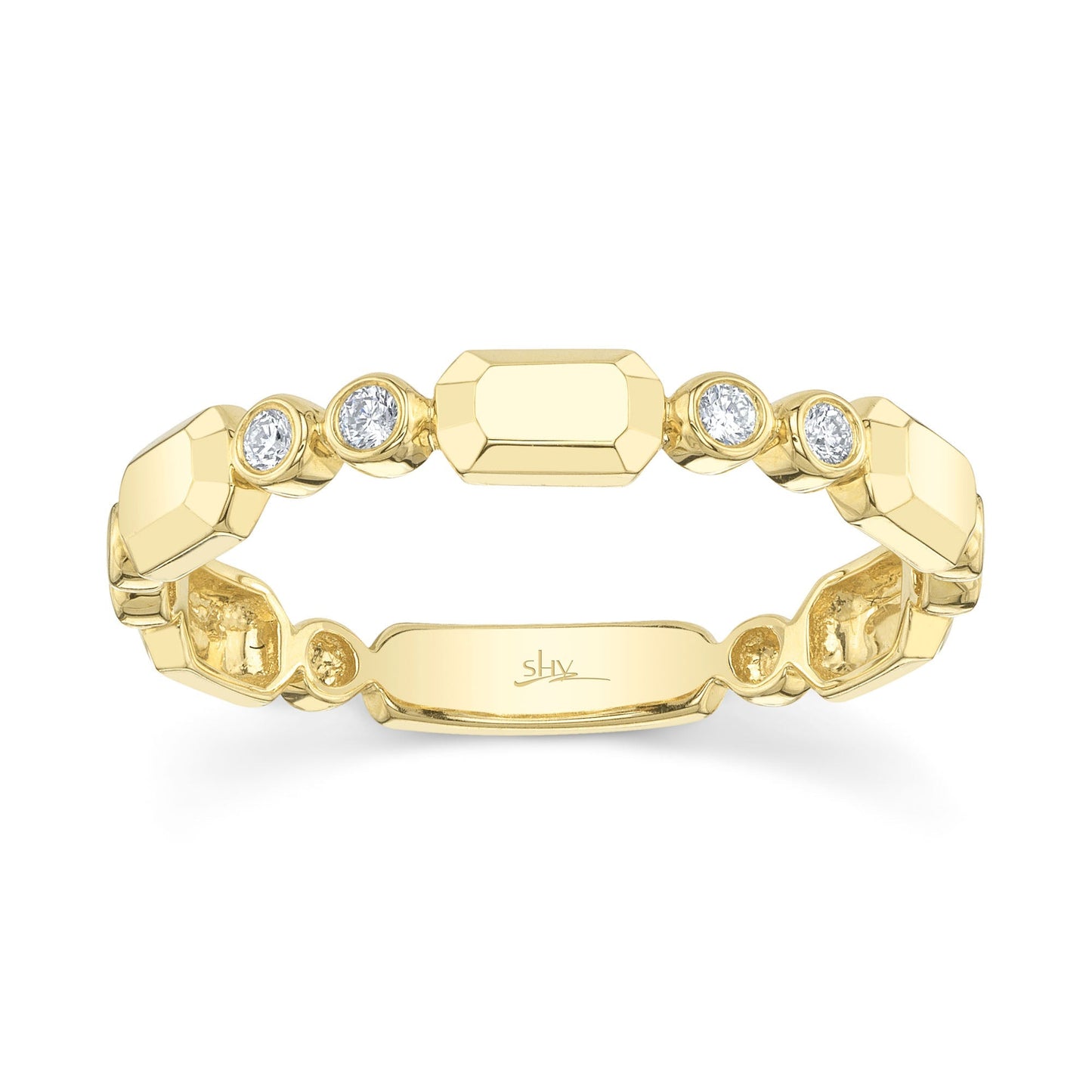 0.06CT 14K Y/G DIAMOND BEZEL GEO CUT BAND
