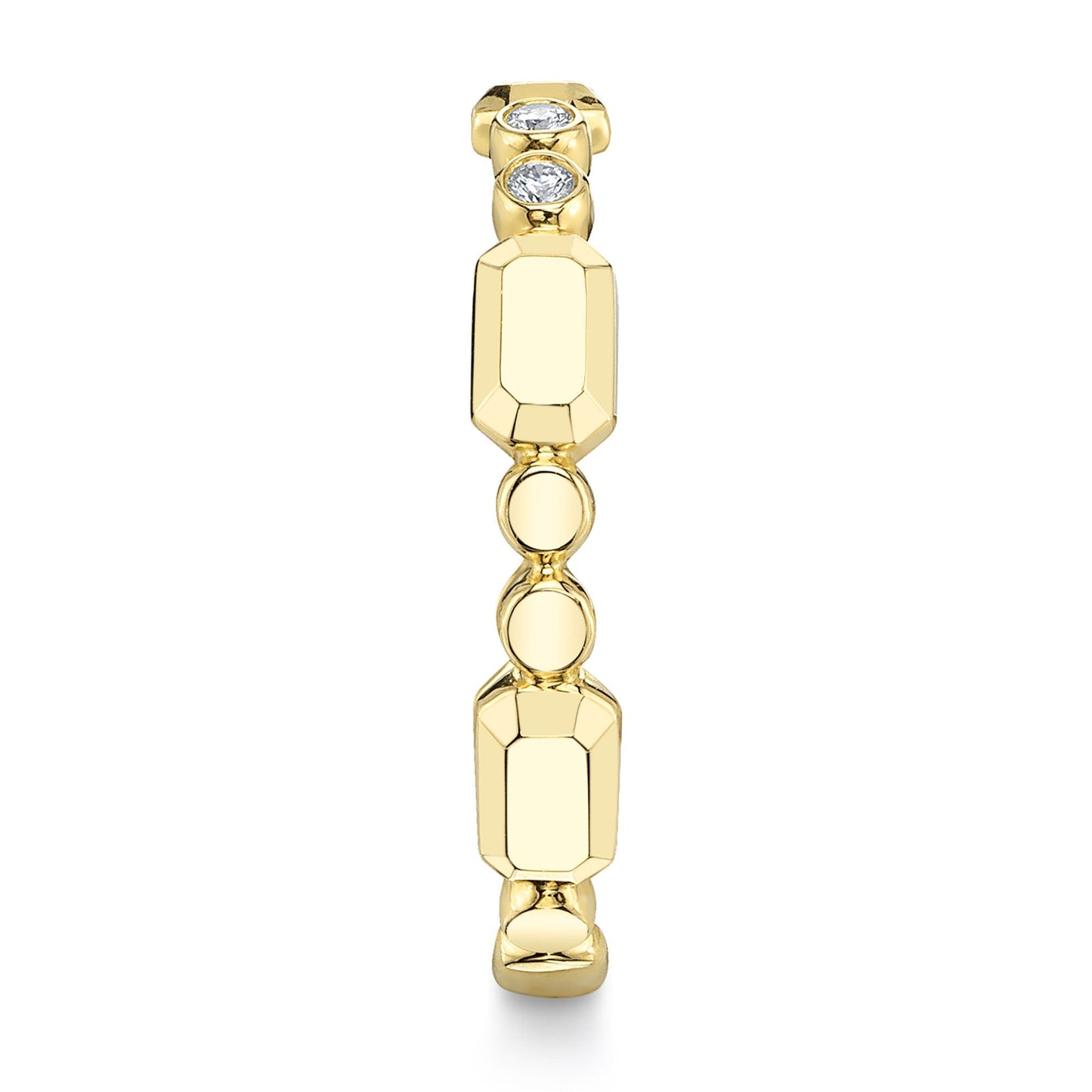 0.06CT 14K Y/G DIAMOND BEZEL GEO CUT BAND
